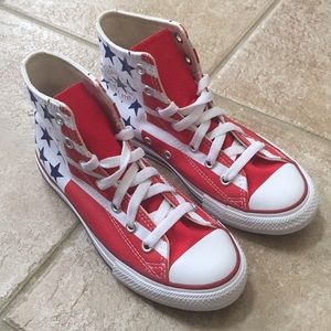 Converse CTAS HI Top Stars Stripes USA Flag Canvas Sneakers